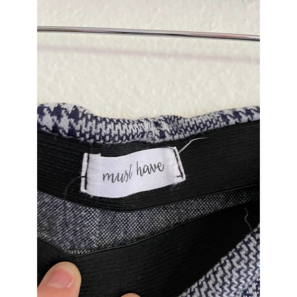 Must Have Women's small navy and gray plaid houndstooth pencil mini skirt - Picture 2 of 4